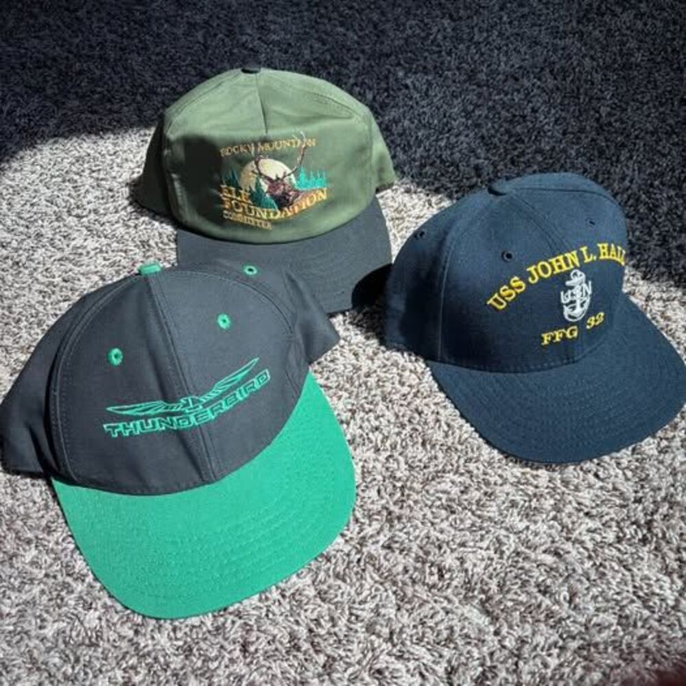 Vintage Snapback Hat Lot - Ford Motorsport, Rocky Mountain Elk Foundation, USS J